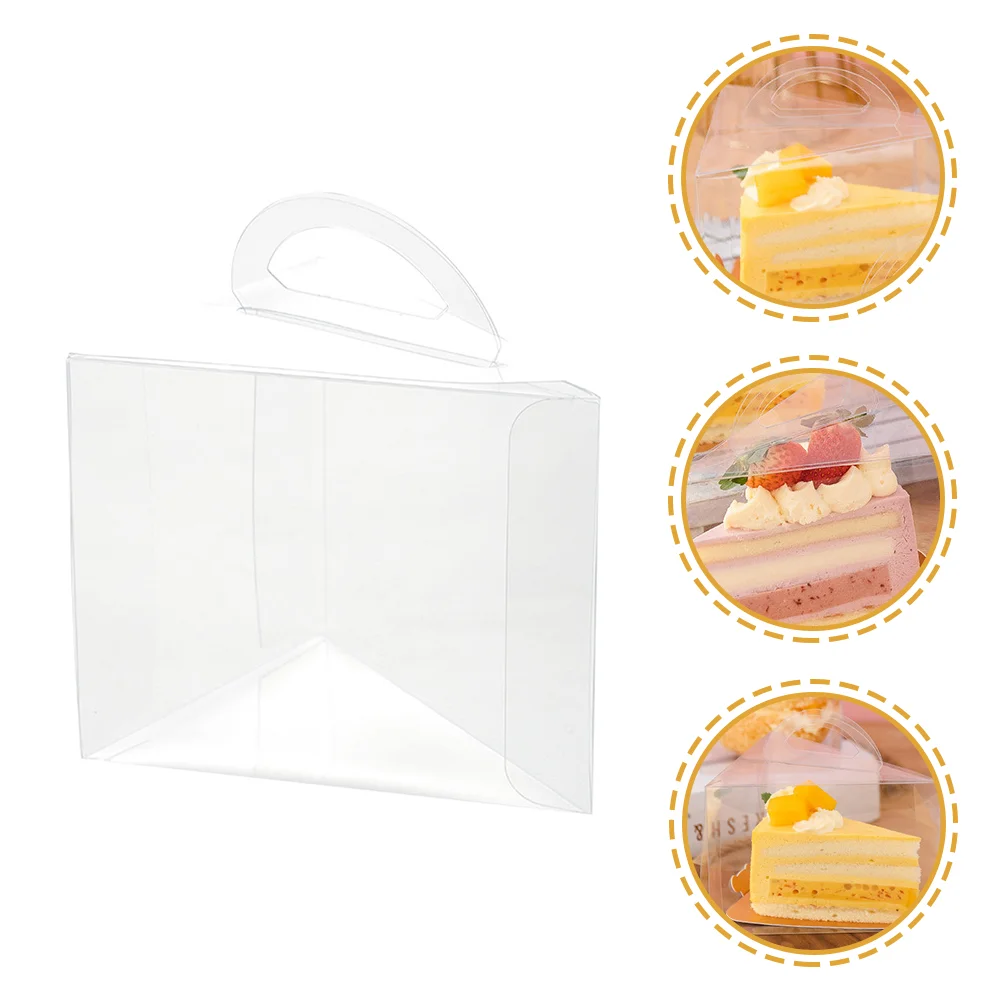 

50 шт. прозрачные треугольные коробки для кексов, прозрачная треугольная коробка для кексов с ручкой