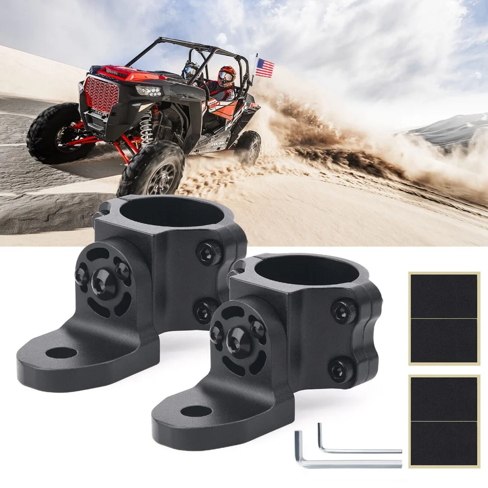 

2X Mount Brackets For UTV ATV RZR 4WD LED Whip Light Bar 1.75" to 2"Rollbar Cage