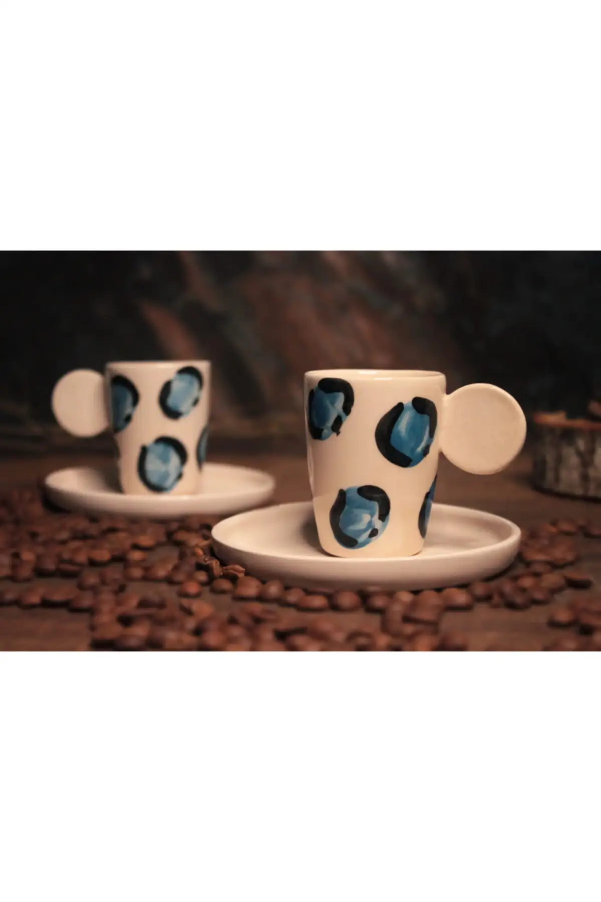 

Amazing Turkish Greek Arabic Coffee & Espresso Cup Set 2 Psc. Leopard Patterned Coffee Cup Set