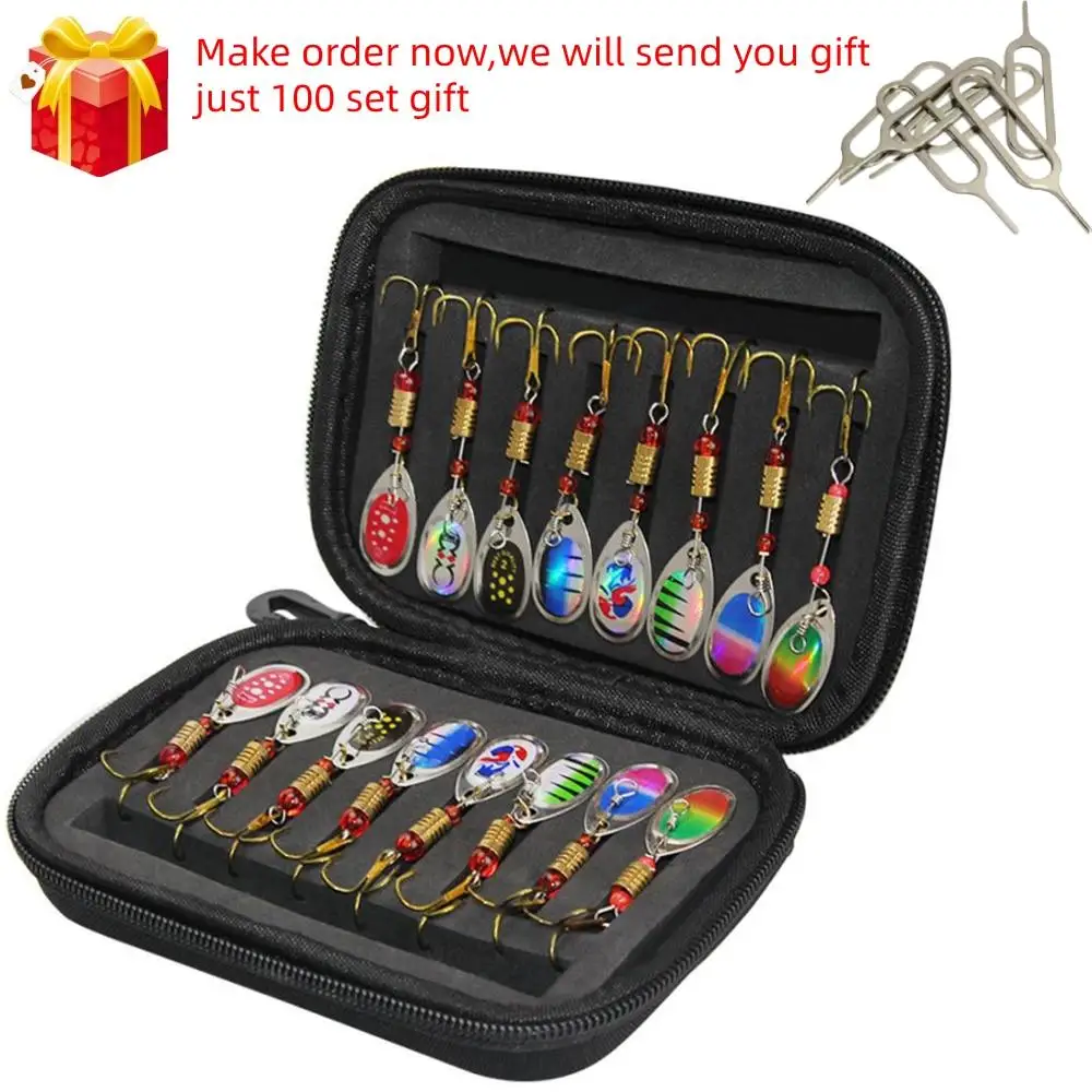 

Набор рыболовных приманок 16 шт., блесна, ложка, с сумкой для рыболовных снастей, для ловли окуня, лосося, щуки, Судака