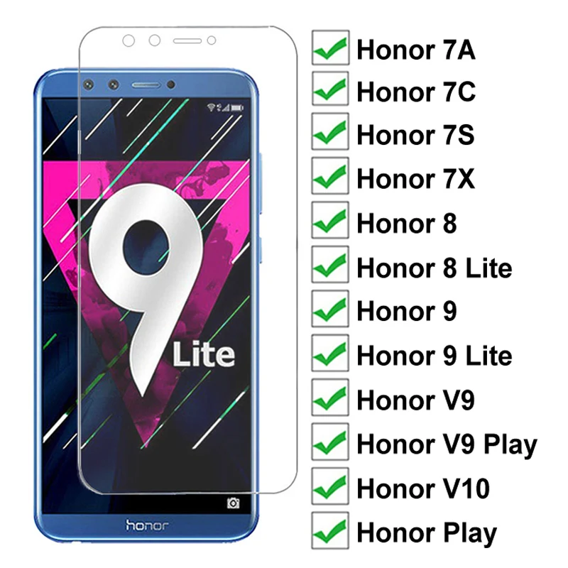 

9H hardness Tempered Glass For Huawei honor 8 9 Lite V9 Play view 10 V10 Screen Protector Honor 7X 7A 7C 7S Protective Glas Film
