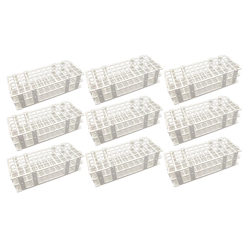 

9 шт. пластиковых держателей пробирок, 60 отверстий, для 16-миллиметровых пробирок, белые, съемные держатели для лабораторных пробирок (60 отверстий)