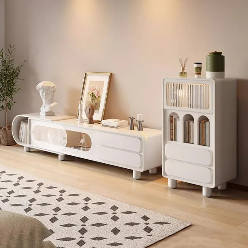 Стеклянная подставка для телевизора гостиной вертикальная белая роскошная