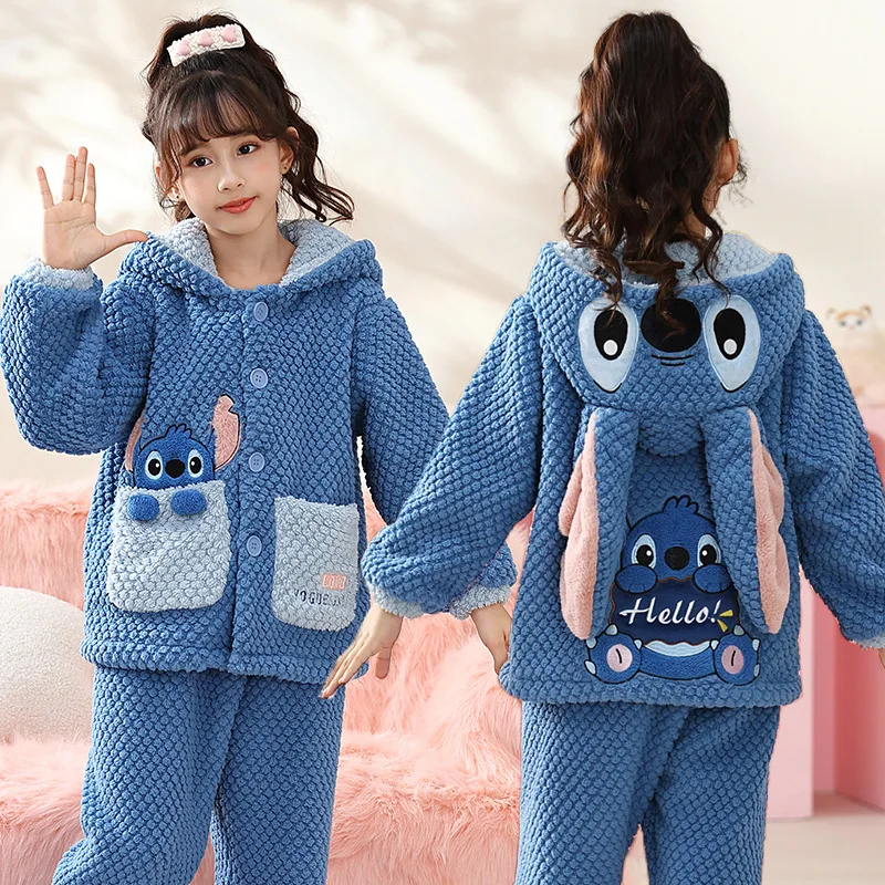 Фланелевой пижамный комплект Disney Lilo &amp Stitch детская одежда для сна высокого