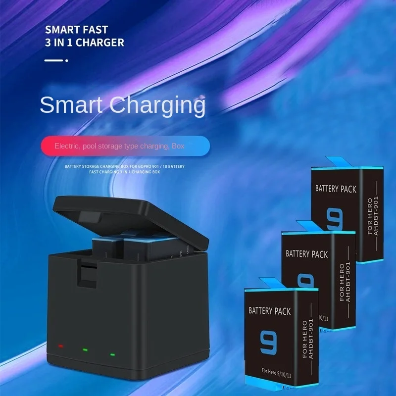

Suitable for Gopro 9/10/11 camera batteries with dual/triple charge chargers for fast charging, non heating, and no pop ups