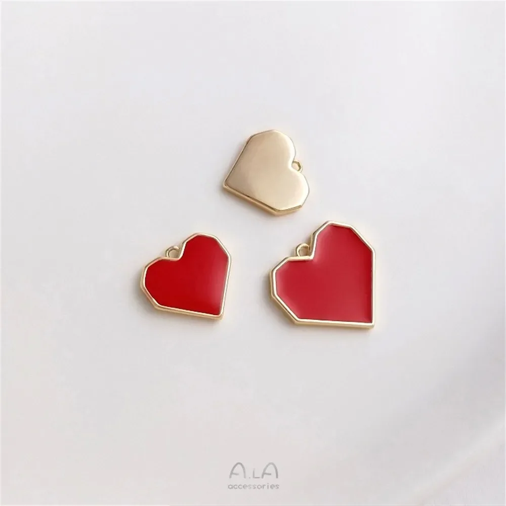 14 К Золотой Цвет Картина Масло Большой Красный Геометрический Персиковое Сердце