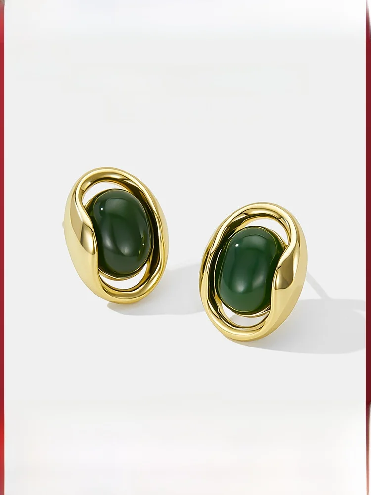 Jay оригинальные серьги-гвоздики из нефрита Hetian женские уникальные серьги Design Sense