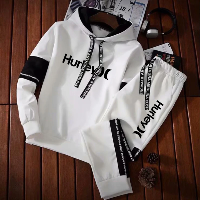 

Men's Newest Fashion Tracksuit Long Sleeve Hoodie + Pants Set Pullover Sweater Tops and Jogging Pants Casual Outfit Athleti Sets