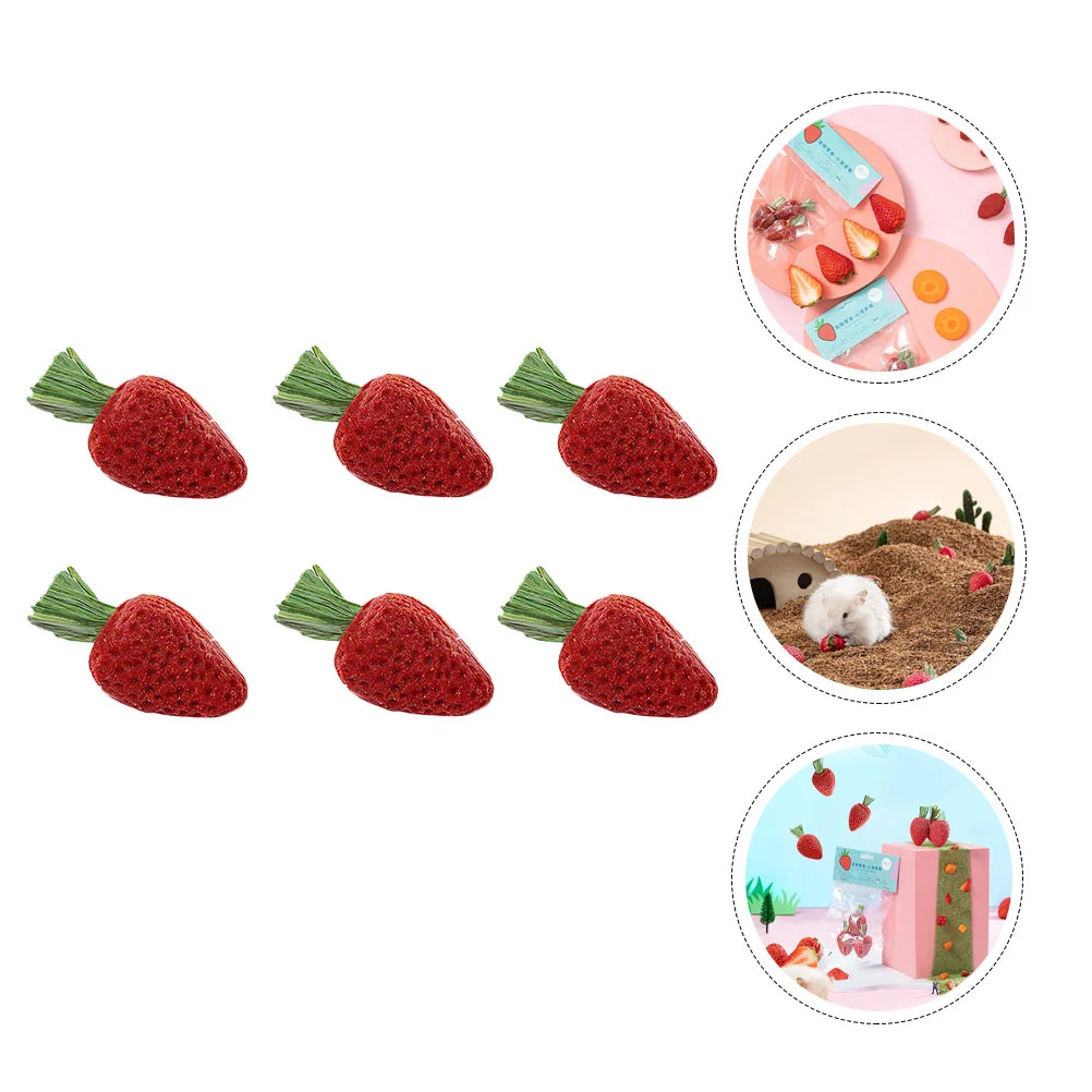 

6Pcs Rabbit Strawberry Natural Hamster Treat Hamster Molar Plaything Small Pet