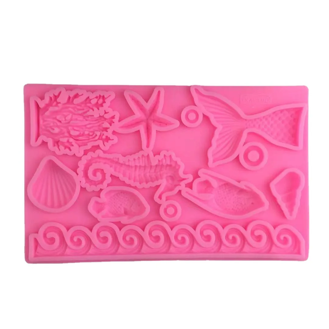 

Ocean Series Mermaid Fishtail Starfish Coral Seahorse Chocolate Fontant Cake Decorative Mold