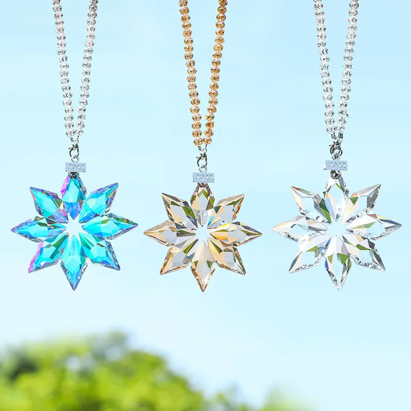 

Crystal snowflake car pendant decoration rearview mirror car interior decoration