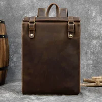 Newsbirds Big Leather Travel Backpack Full Grain Leather Travelling Outdoor Backpack Vintage Laptop Bagpack Men Male Daypack