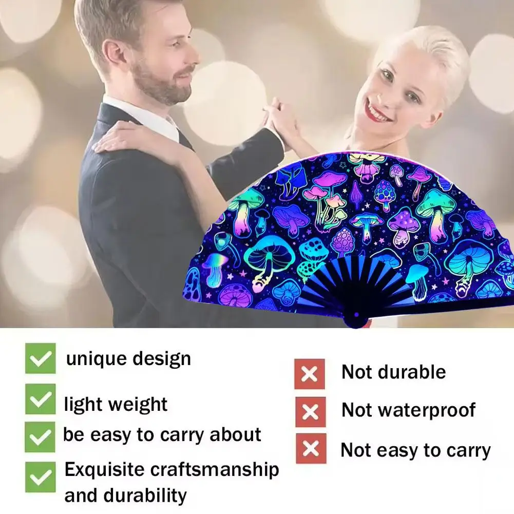 Портативный ручной светоотражающий складной веер легкий маленький в форме гриба