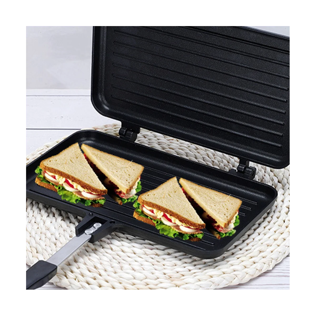 Газовая антипригарная сэндвич-машина для хлеба тостов завтрака блинов выпечки