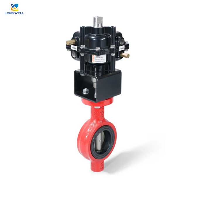 

Longwell Fan Type Pneumatic Butterfly Valve With Actuator For Steam EPDM Seal DN50 DN80 DN100 DN150