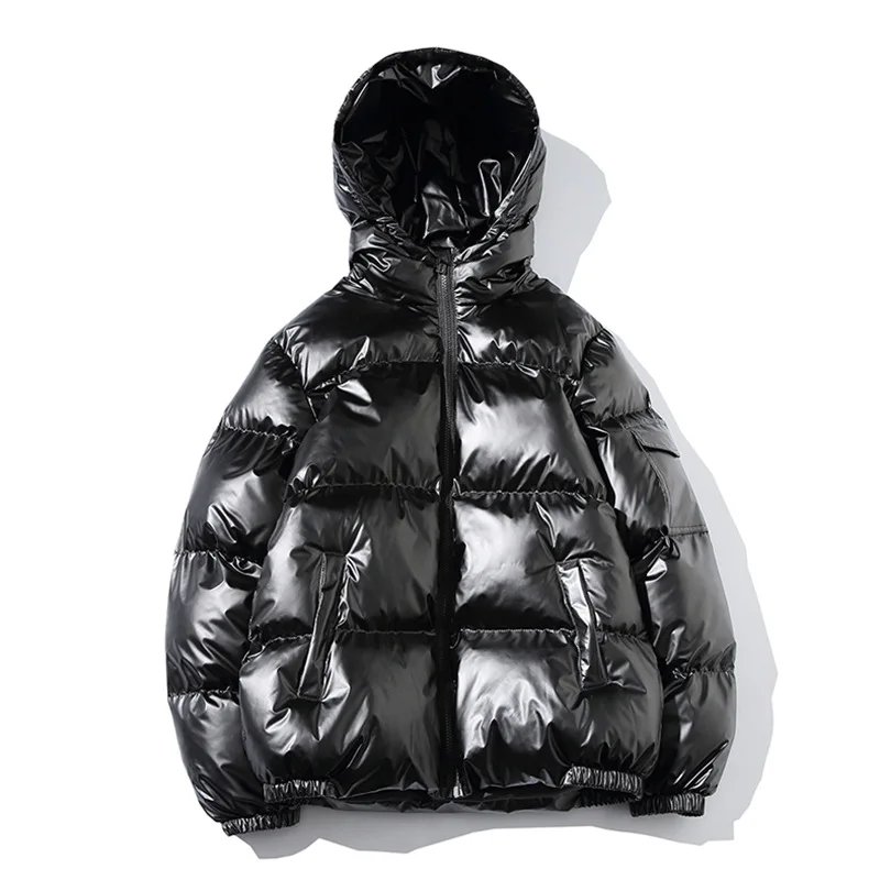 Winter Wear Shiny Cotton Padded Jacket For Boys And Teenagers Short Size Hooded Bread Jackets Fashion Loose Windproof Men's Coat