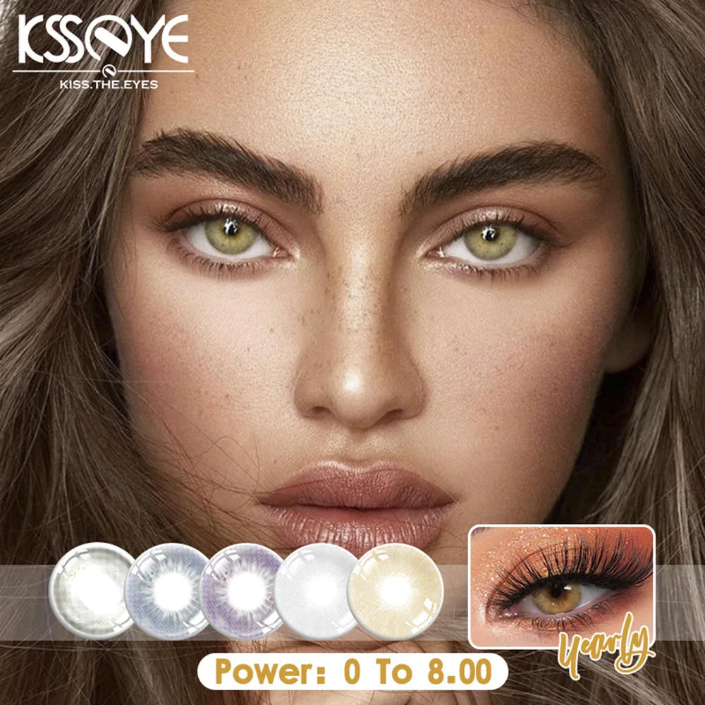 

KSSEYE 2Pcs Color Contact Lenses with Myopia Prescription Beauty Pupil Makeup Eyes Color Lenses 14.2mm Yearly Use Free Shipping