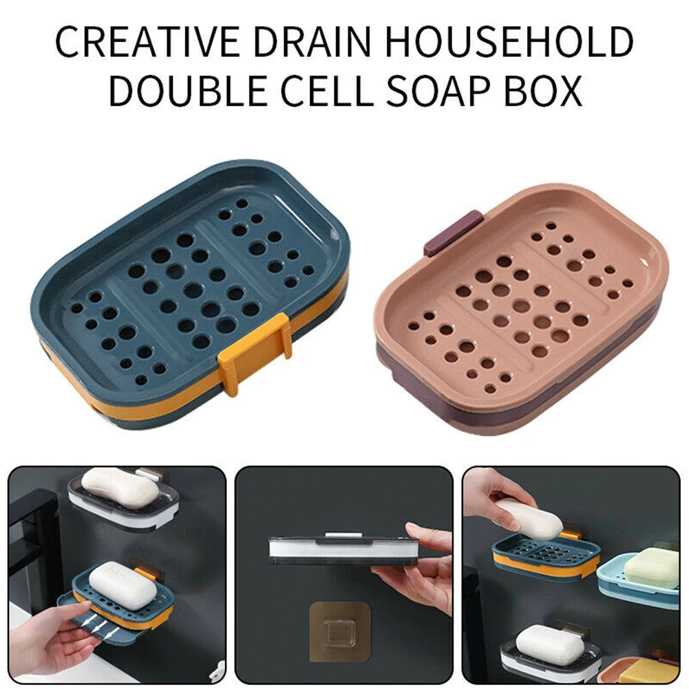 

Self Draining Soap Dish PP Double Layer Design Hold Soap Bath Ball Towel Kitchen Bathroom Drain Rack Household Products