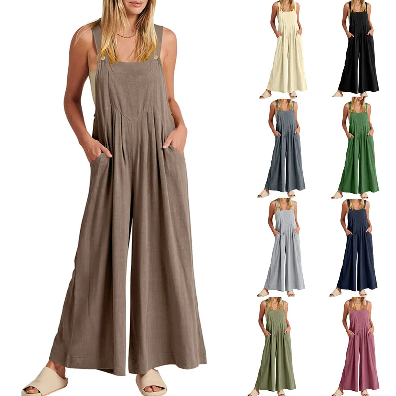 

Jumpsuit Women 2023 Loose Casual Cotton and Linen SuspendersFemale Jumpsuit Jumpsuit Womens Jump Suits for Women Romper