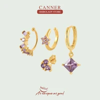 canner 4pcs set purple zirconia korean fashion earring for women stud earrings cartilage piercing jewelry 2022 trend aretes