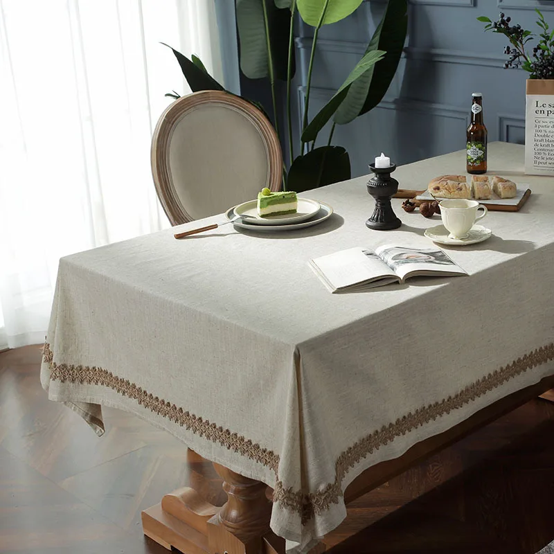 

Rectangle Cotton Linen Dinning Tablecloth Mantel Washable Anti-stain Table Cloth Farmhouse Decorative Dine Coffe Table Cover