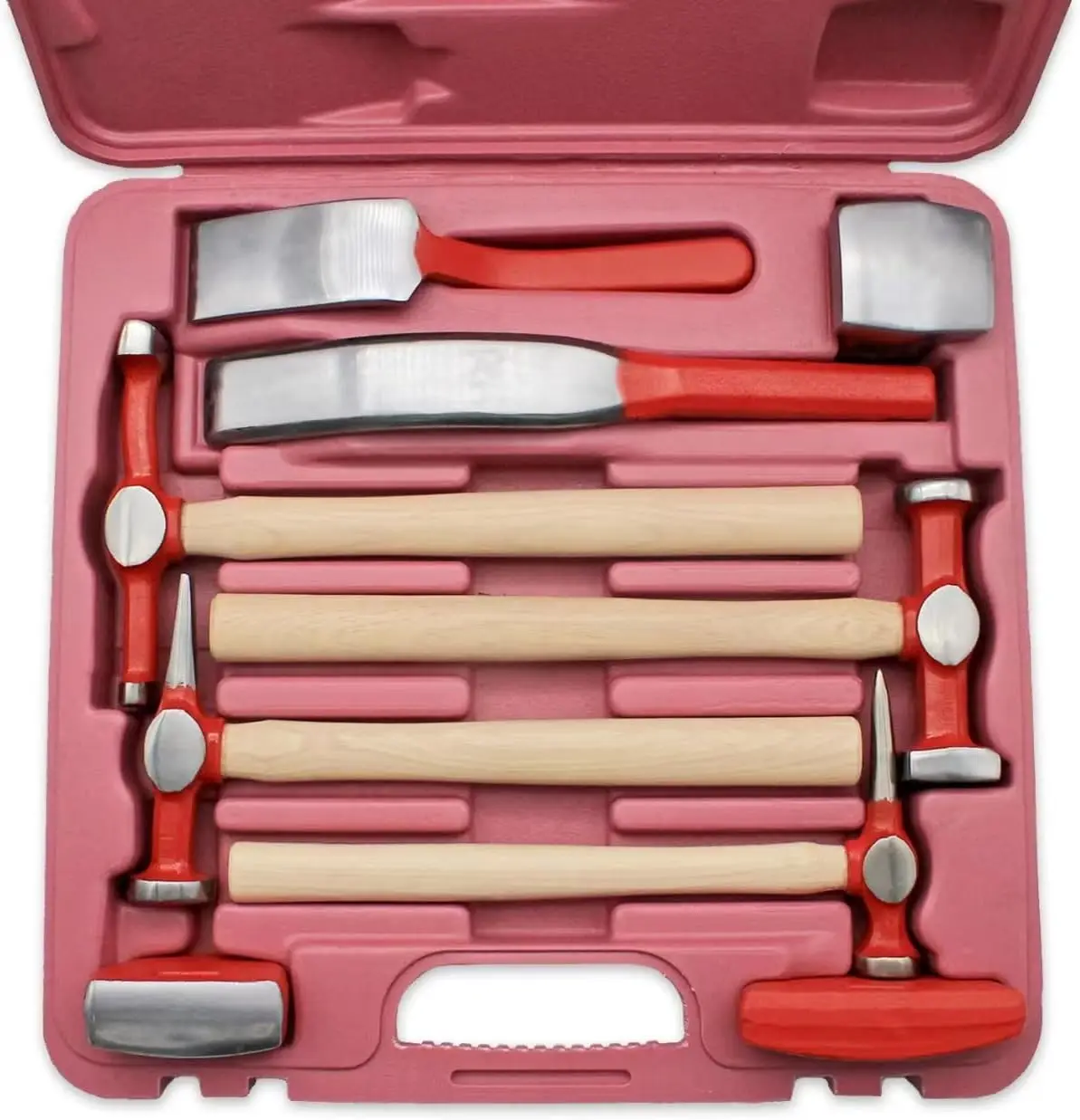 

Piece Auto body Hammer Repair Tool Dolly Kit, Carbon Steel Hammer Heads and Dollies on Wood Handles,Performance Tool Heavy Duty