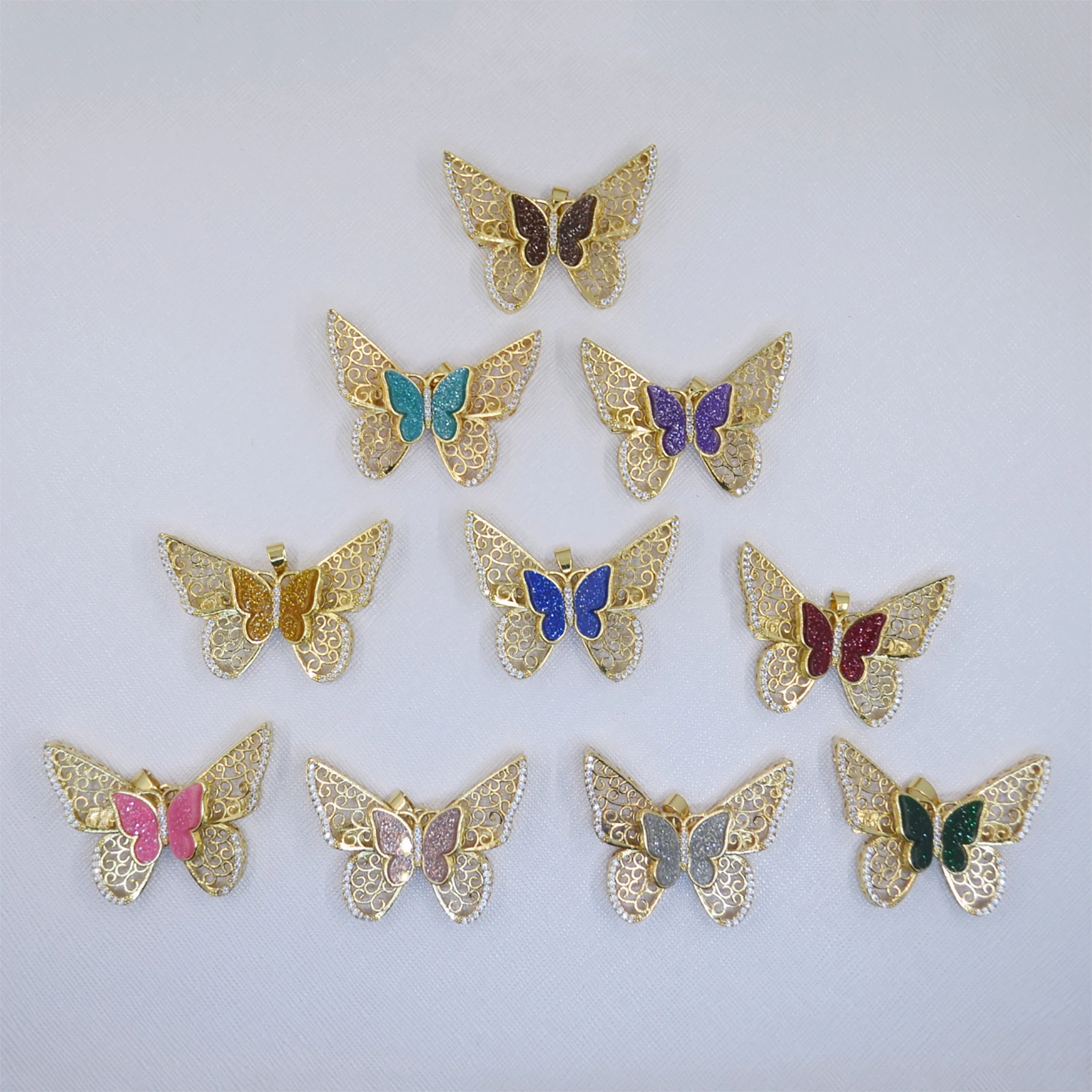 

45mm*33mm Metal Wings Rhinestone Butterfly Zircon Border Necklace Clasp Diy Chains Earrings Bracelet Accessories for wedding