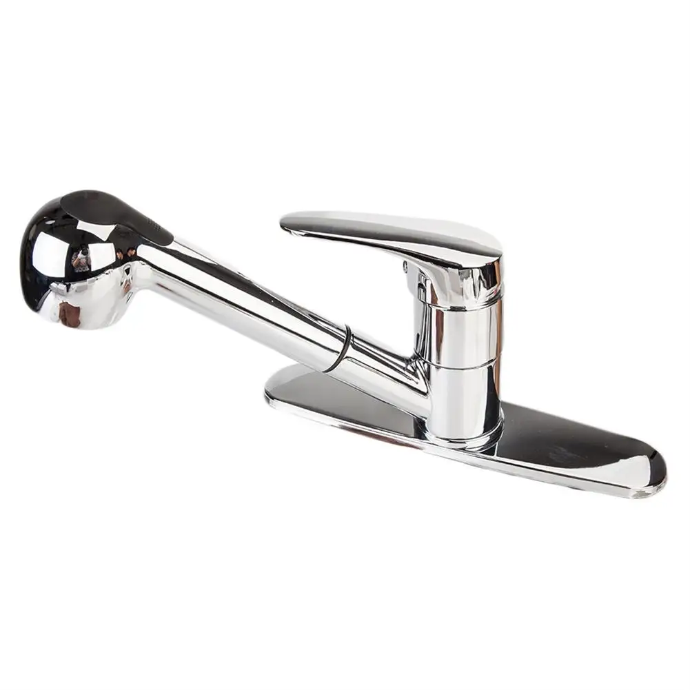 

Kitchen Pull Faucet Flexible Rotatable Design Simple Installation Chromeplate Faucet Water Tap