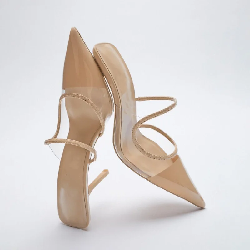

Summer New High-heeled Sandals with Stiletto and Pointed Toe Shoes for Women's Casual Transparent Sandalias De Mujer Con Tacones