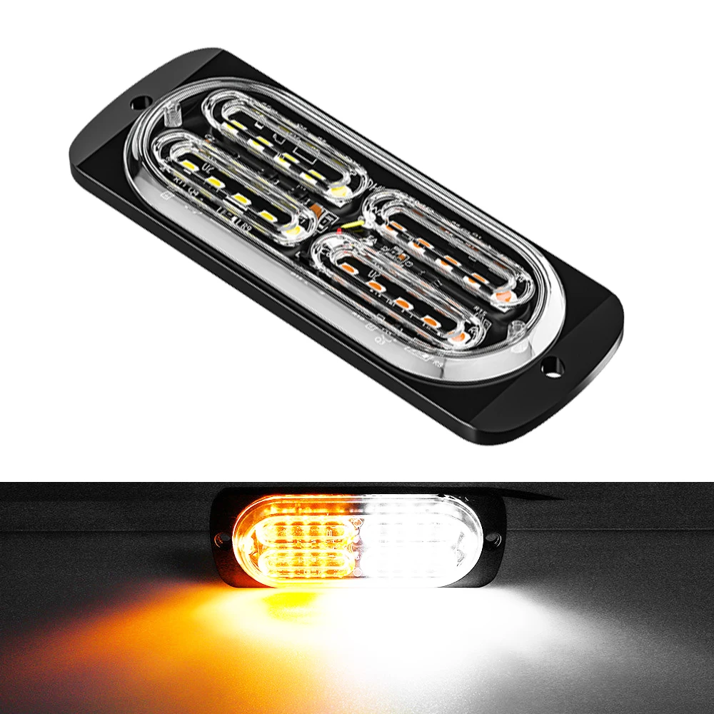 

1pcs LED Side Flashing Strobe Warning Light Amber Beacon Emergency Hazard Marker Grille Lamp Bar Tow Truck Trailer Pickup 12-24V