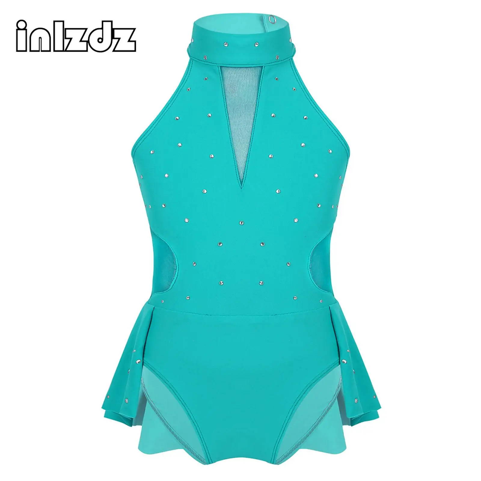 

Kids Girls Shiny Rhinestone Ballet Gymnastics Leotard Figure Ice Skating Dress Ballroom Competition Performance Dance Costume