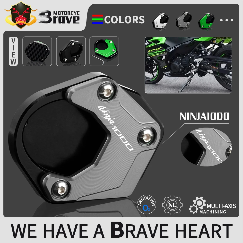 For Kawasaki Ninja1000 Ninja1000SX NINJA 1000 SX Motorcycle Side Support Enlarged Block Parking Aid Kick Stand Pad Accessories