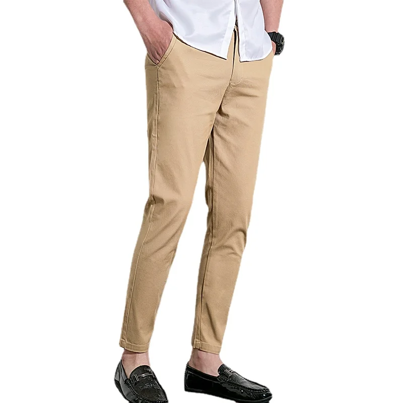 

2022 Brand Men Pants New Arrival Mid Straight Solid Color Fashion Daily Pants Trousers Male Ankle-Length Pants Men Clothing
