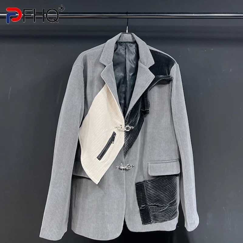 

PFHQ 2023 Autumn Niche Design Patchwork Men's Trendy Suit Coat High Quality Personality Blazer Jackets Free Shipping New 21F1314