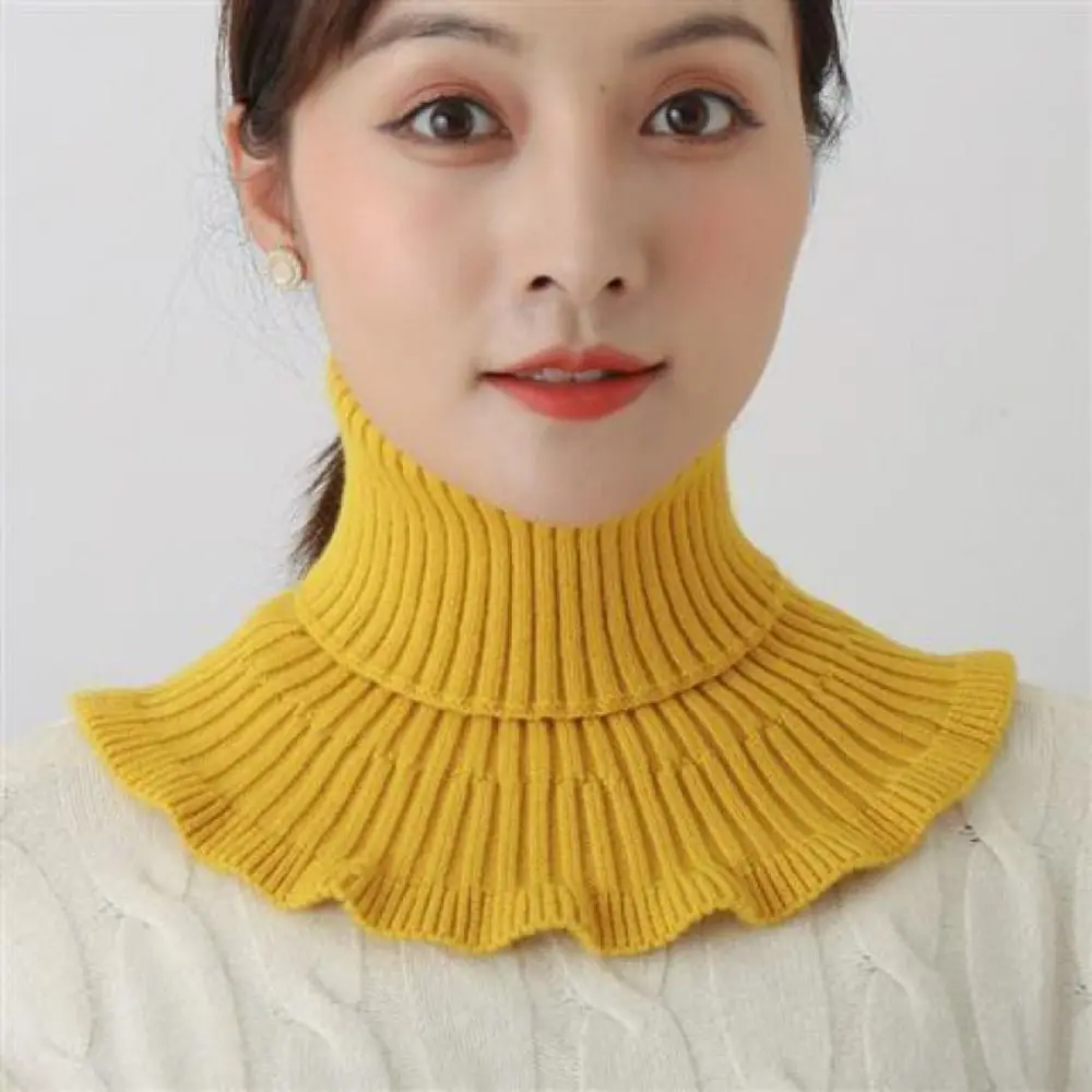 

Warm Knitted Fake Collar Fashion With Wooden Ears Windproof Neck Warmer Winter Detachable Turtleneck Men Women