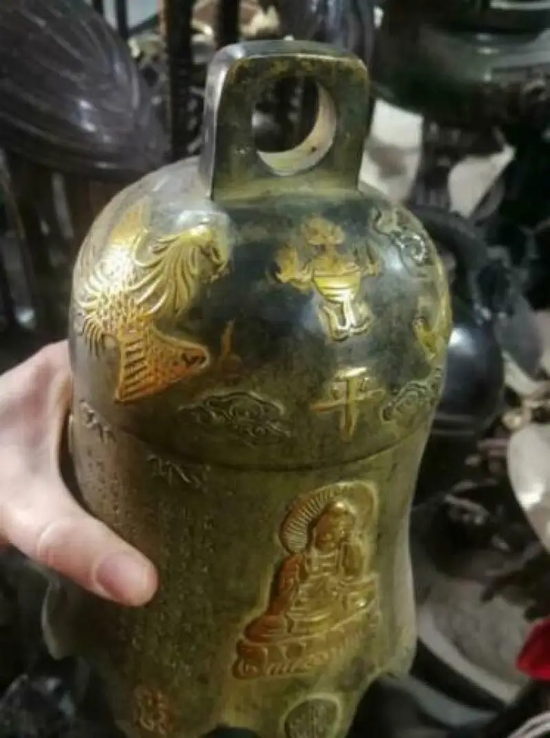 Тибетская бронзовая буддистская храм летающая Статуя Дракона колокольчик