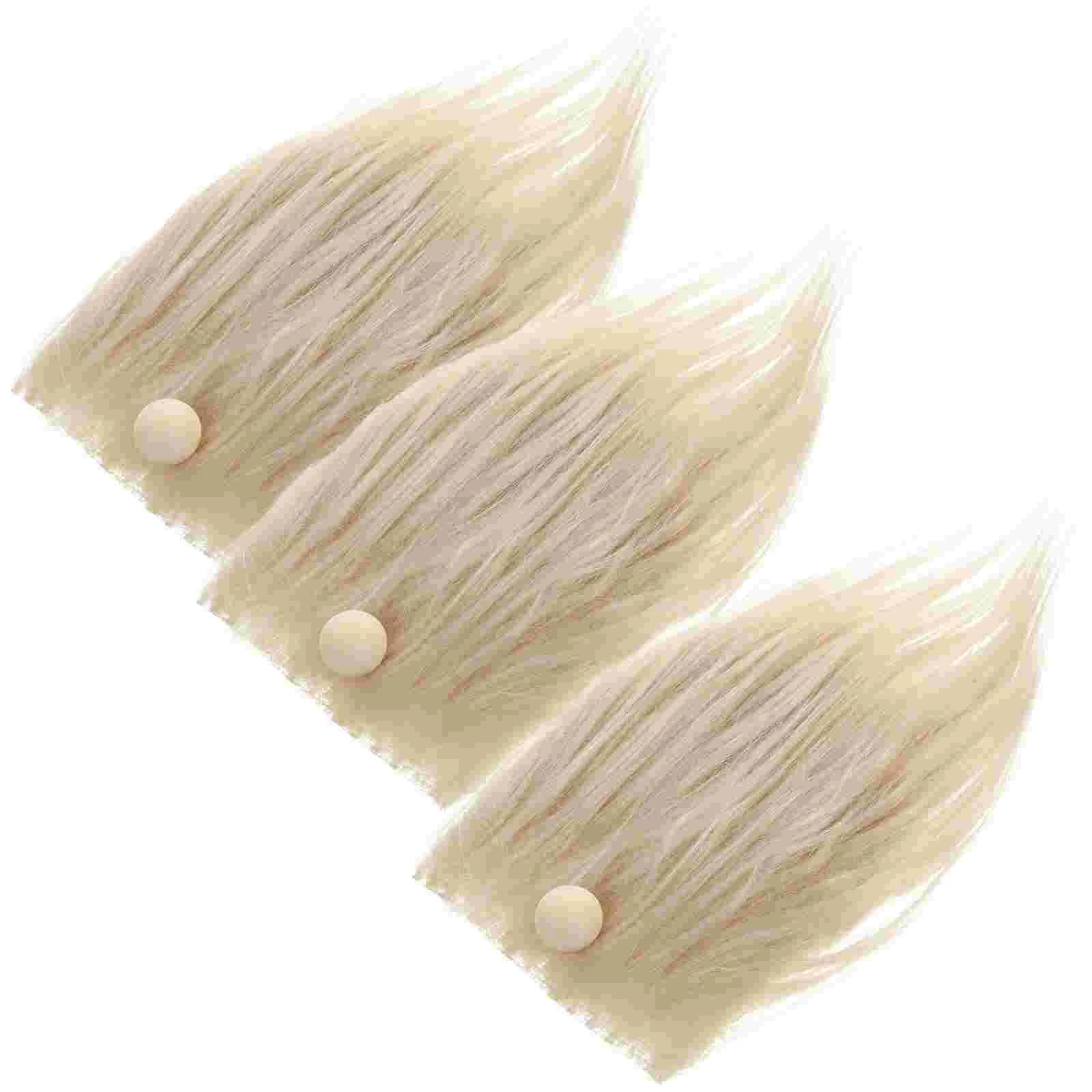 

3 Sets Handmade Beard Artificial Material Supplies Fake Gnomes Faux Decor Wood Pre-cut Craft