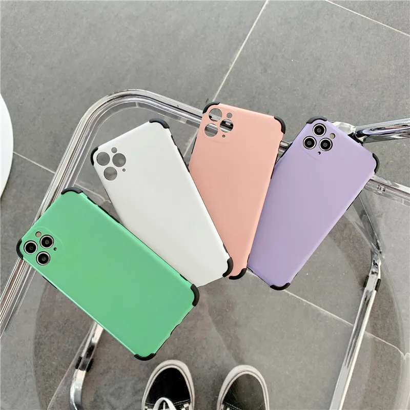 

Matte Phone Case For iPhone 11 12 Pro Max Mini XR XS X 8 7 Plus SE 20 Camera Protection Four-Corner Shockproof Soft Back Cover
