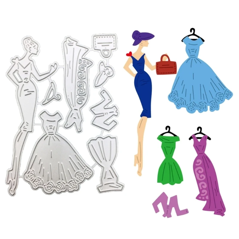 Металлические Вырубные штампы для красивых платьев, DIY фотошаблон, трафарет, форма A0KF