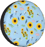dragonfly flower spare tire cover polyester wheel cover universal suitable for most vehicles waterproof uv sun wheel cover