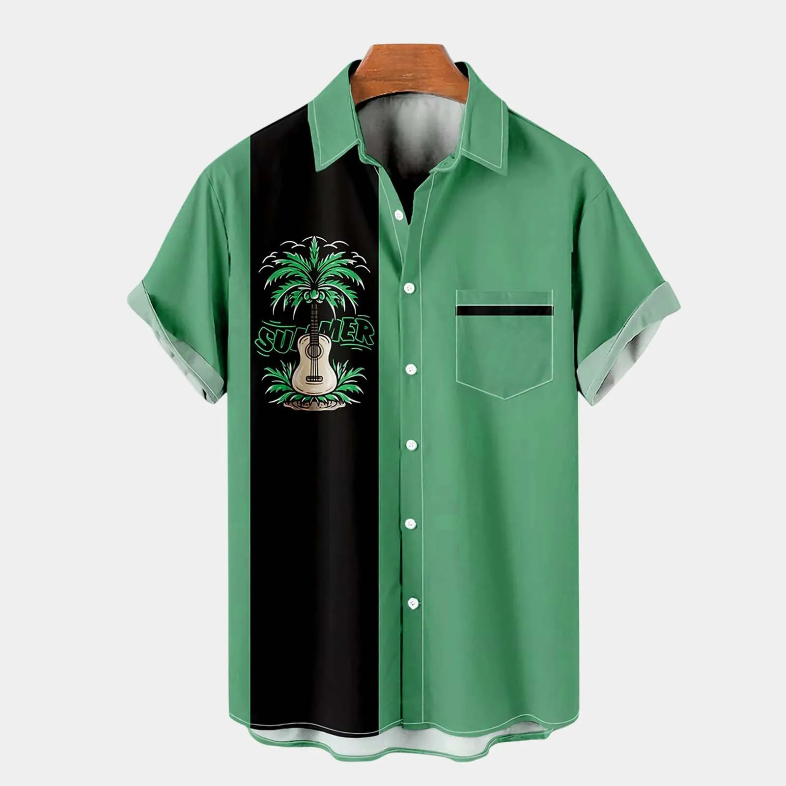 

Casual Tee Male Summer Hawaii Casual Loose Print Shirt Turn Down Collar Short Sleeve Shirt Fashion