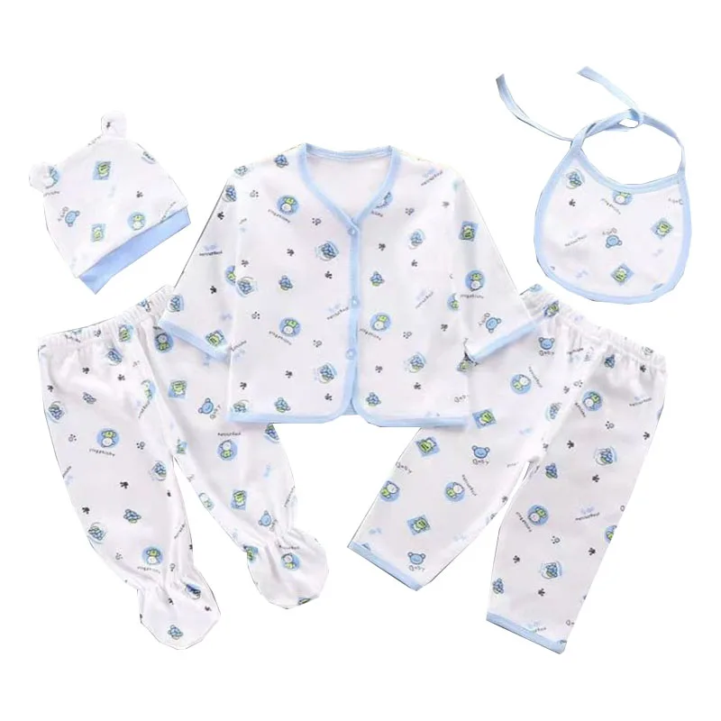0-3 Months Infant Clothing Set Cotton Newborn Boys Clothes Baby Underwear for Girls Print New Born Baby Girl Five-Piece Suit