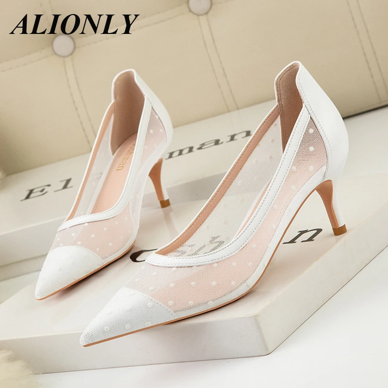 Alionly 2024 новые женские туфли на высоком каблуке тонкий каблук с острым носком из
