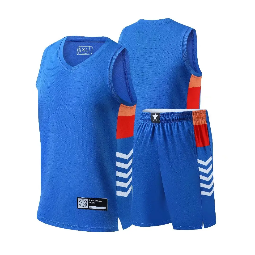 High Quality Men Basketball Jersey Sets Uniforms kits Cheap college Basketball tracksuits blank basketball training jersey set