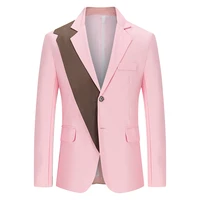 dybzacq new style mens personality stitching suit fashion business casual suits slim suit jacket m 3xl