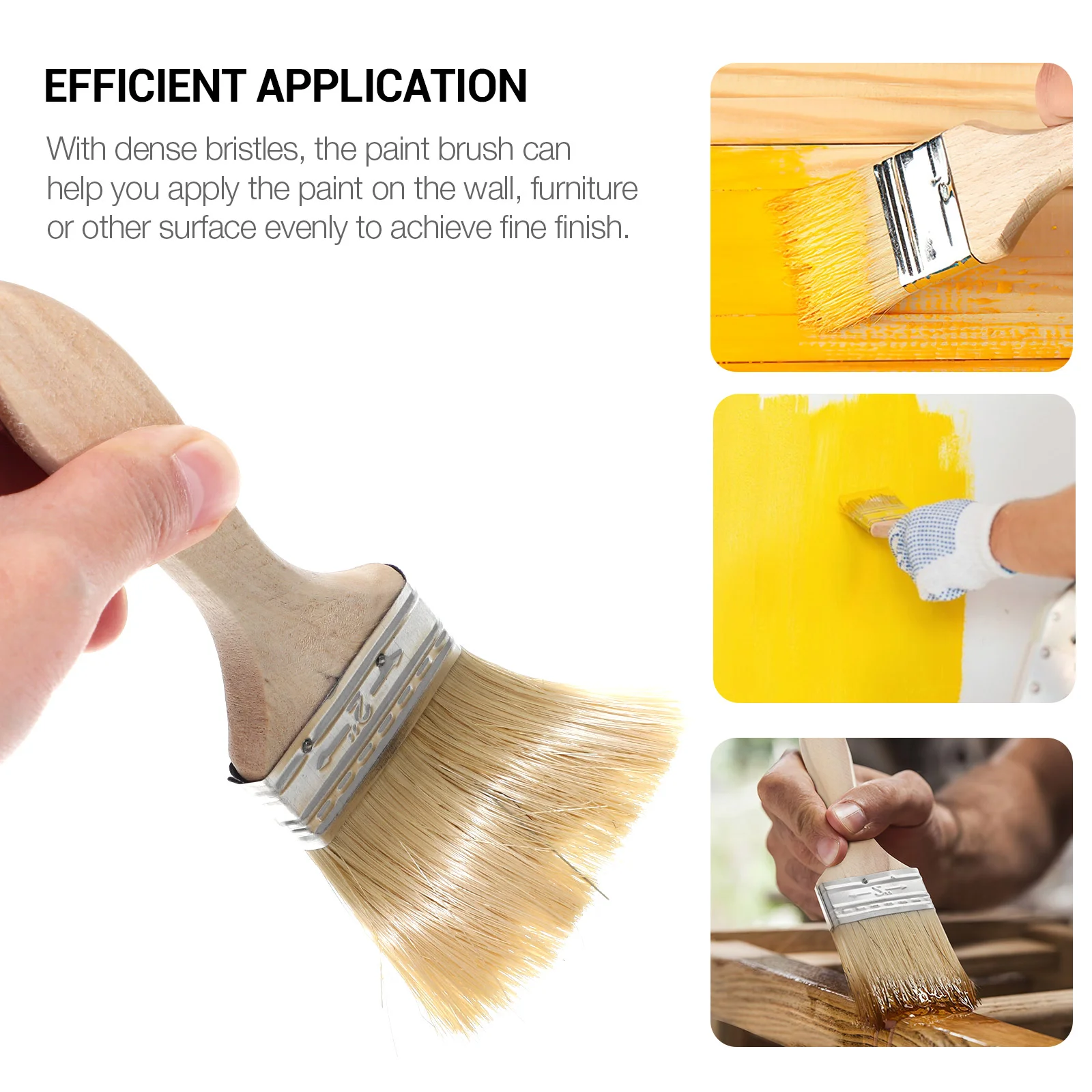 10 Pcs Thickened Wooden Handle Paint Brush Brushes White Pastry for Walls Chip Cleaning Mixed Silk Oil Basting Grilling Child
