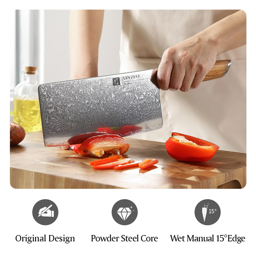 Дешево XINZUO 7,5 ''нож шеф-повара 62-64 HRC Дамасская нержавеющая сталь бритва острый нож для нарезки мяса нож для мясника ручка из оливкового дерева