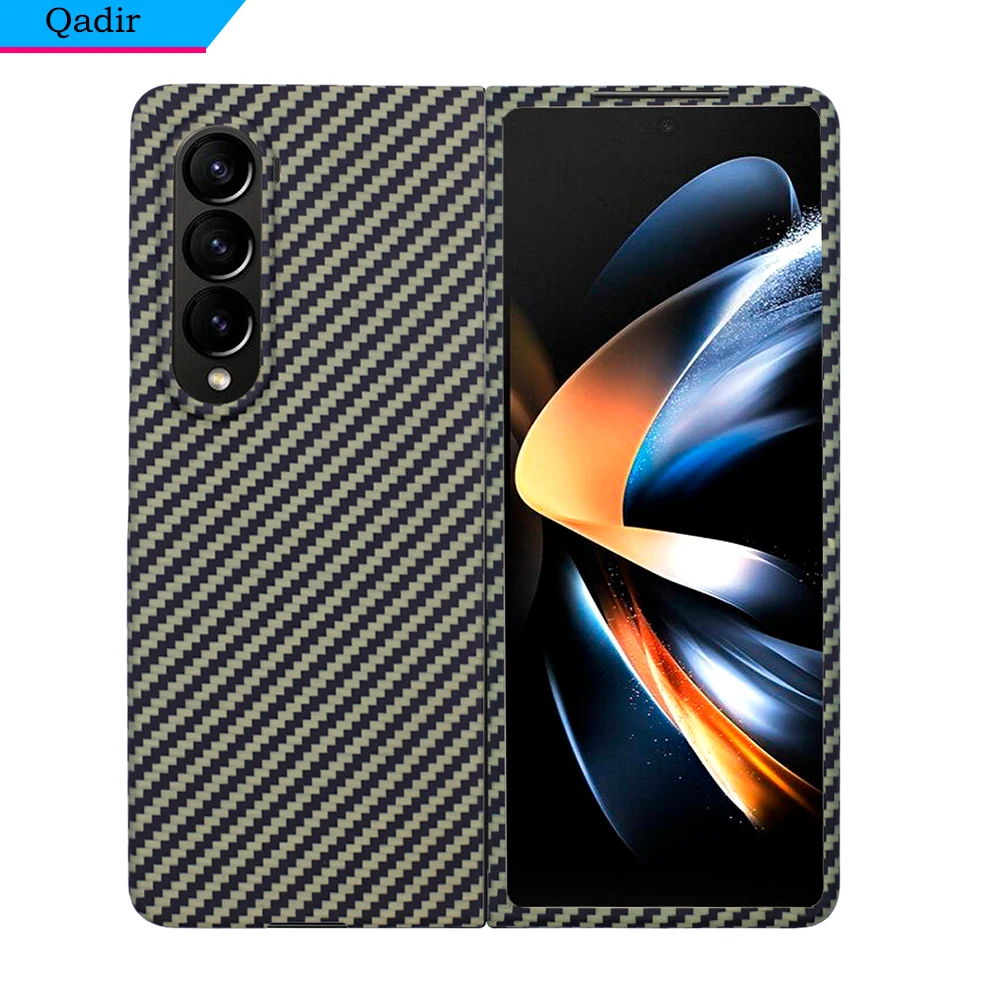 

QADIR Yellow carbon fiber phone case for Samsung Galaxy Z Fold 4 Upgraded version ultra thin Aramid fiber Z Fold 3 full cover