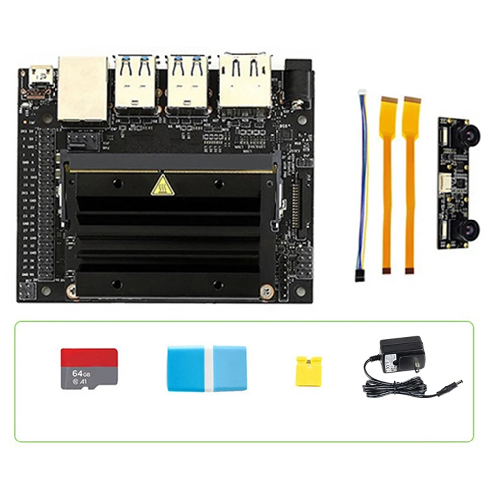 

For Nano 4GB B01 +IMX219-83 Stereo Camera+64G SD Card+Card Reader+Jumper Cap+ US