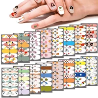 summer waterproof graffiti contrast color nail stickers back adhesive full jewelry nail stickers 14 stickers